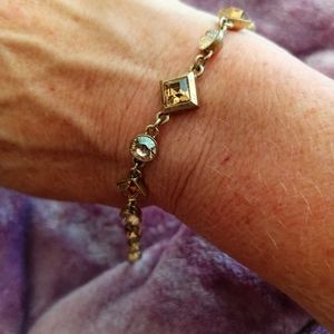 Givenchy gold and amber two tone rinestone bracelet